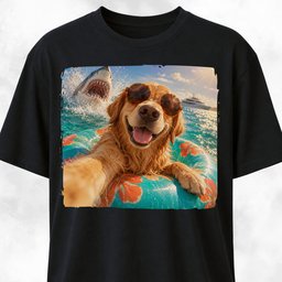 Golden Retriever With Shark T Shirt Gift For Dog Lover