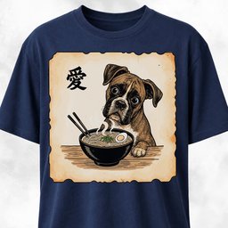Japanese Boxer Eating Ramen T Shirt Gift For Dog Lover