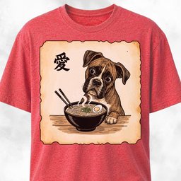 Japanese Boxer Eating Ramen T Shirt Gift For Dog Lover
