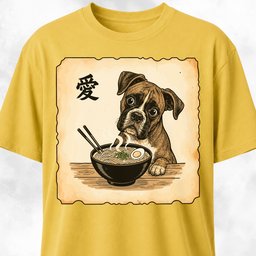 Japanese Boxer Eating Ramen T Shirt Gift For Dog Lover