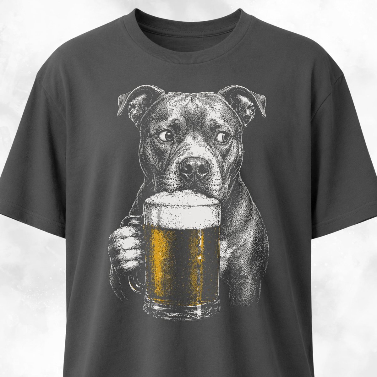 Pitbull Sipping Beer T Shirt Gift For Dog Lover