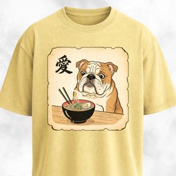 Japanese Style Bulldog Eating Ramen T Shirt Gift For Dog Lover