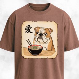 Japanese Style Bulldog Eating Ramen T Shirt Gift For Dog Lover