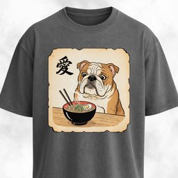 Japanese Style Bulldog Eating Ramen T Shirt Gift For Dog Lover