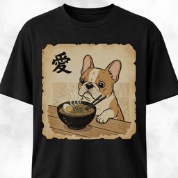 Japanese Tan French Bulldog Eating Ramen T Shirt Gift For Dog Lover