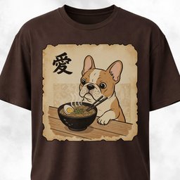 Japanese Tan French Bulldog Eating Ramen T Shirt Gift For Dog Lover