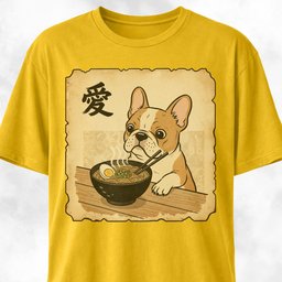 Japanese Tan French Bulldog Eating Ramen T Shirt Gift For Dog Lover