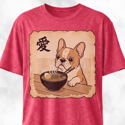 Japanese Tan French Bulldog Eating Ramen T Shirt Gift For Dog Lover