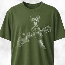 Rhinestone Frenchie Guitarist T Shirt Gift For Dog Lover