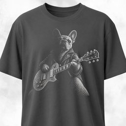 Rhinestone Frenchie Guitarist T Shirt Gift For Dog Lover