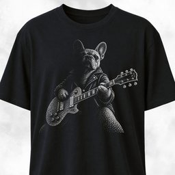 Rhinestone Frenchie Guitarist T Shirt Gift For Dog Lover