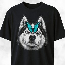 Husky With Butterfly T Shirt Gift For Dog Lover