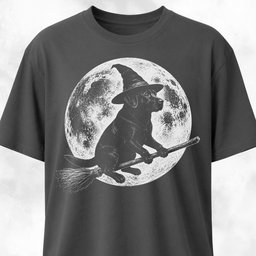 Labrador On A Broom T Shirt Gift For Dog Lover