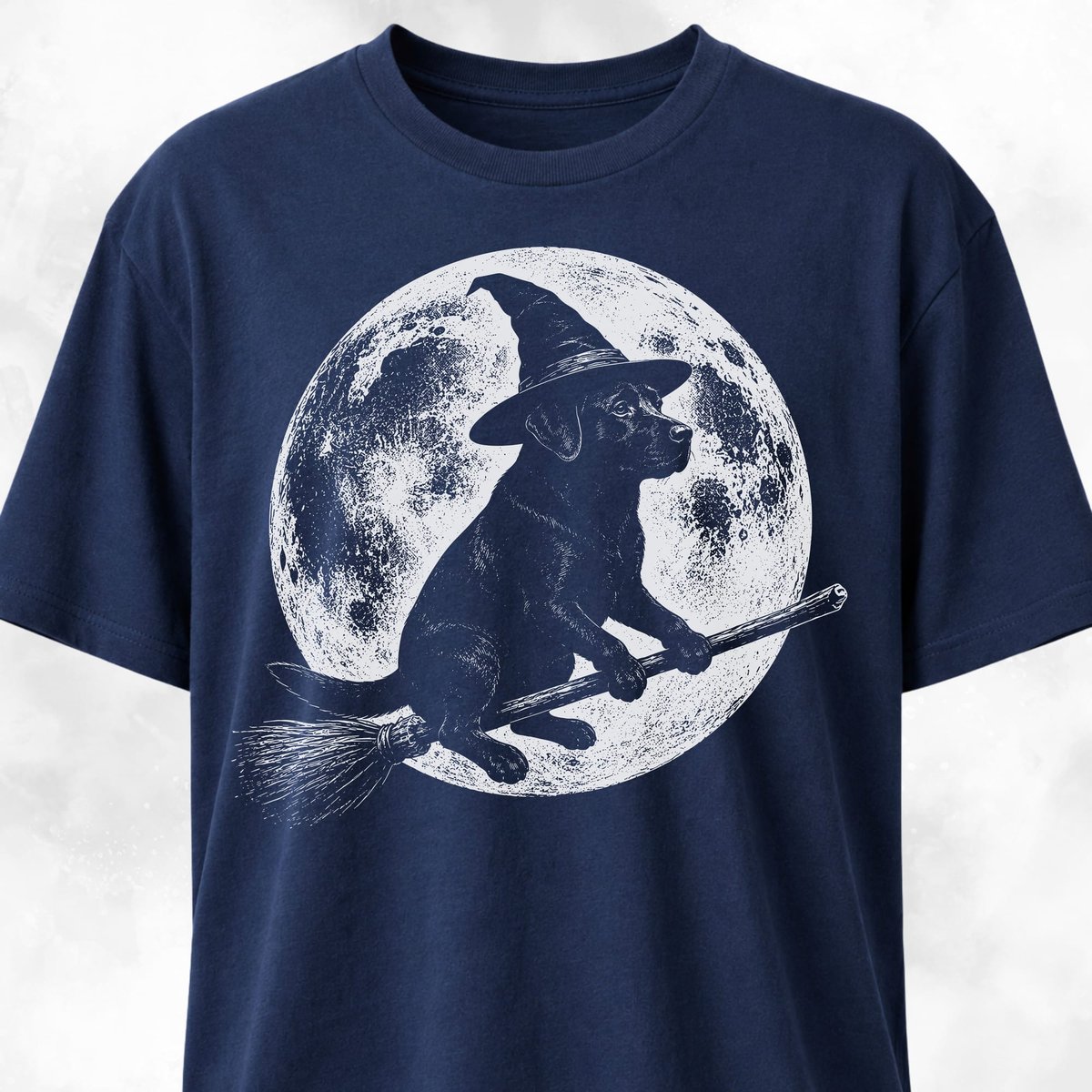Labrador On A Broom T Shirt Gift For Dog Lover