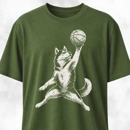 Husky Playing Basketball T Shirt Gift For Dog Lover