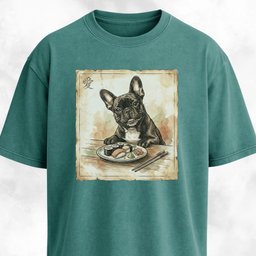 Japanese Frenchie Eating Sushi T-Shirt