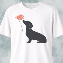 Red Flower Dachshund T Shirt Gift For Dog Lover