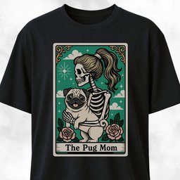 The Pug Mom Green Tarot Card T Shirt Gift For Mom