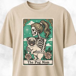 The Pug Mom Green Tarot Card T Shirt Gift For Mom