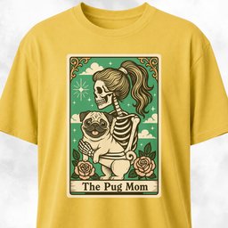 The Pug Mom Green Tarot Card T Shirt Gift For Mom