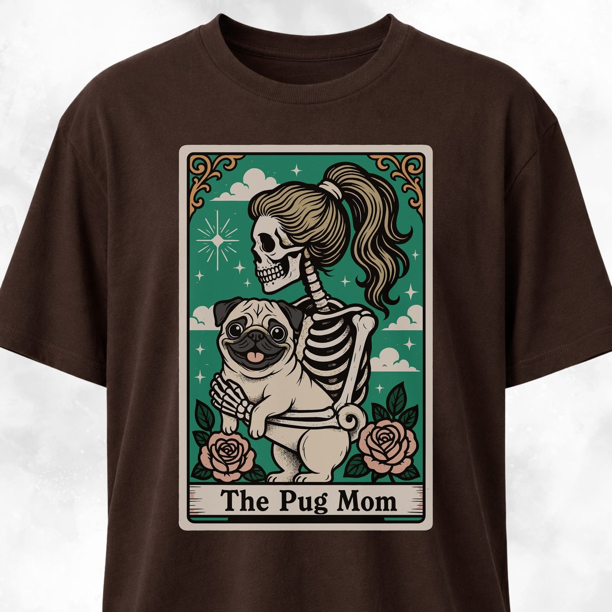 The Pug Mom Green Tarot Card T Shirt Gift For Mom
