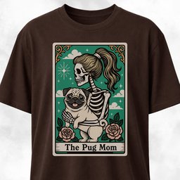 The Pug Mom Green Tarot Card T Shirt Gift For Mom
