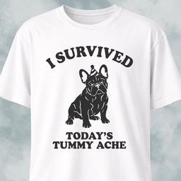 I Survived Todays Tummy Ache Frenchie T Shirt Gift For Dog Lover