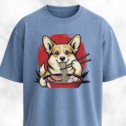 Japanese Corgi Eating Ramen Graphic T Shirt Gift For Dog Lover