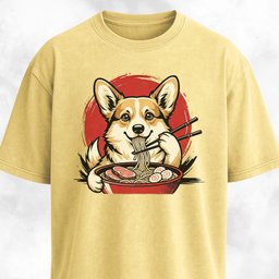 Japanese Corgi Eating Ramen Graphic T Shirt Gift For Dog Lover