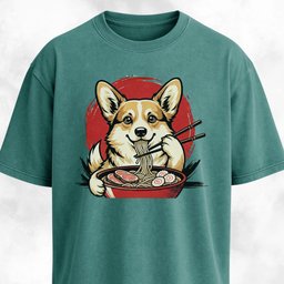 Japanese Corgi Eating Ramen Graphic T Shirt Gift For Dog Lover