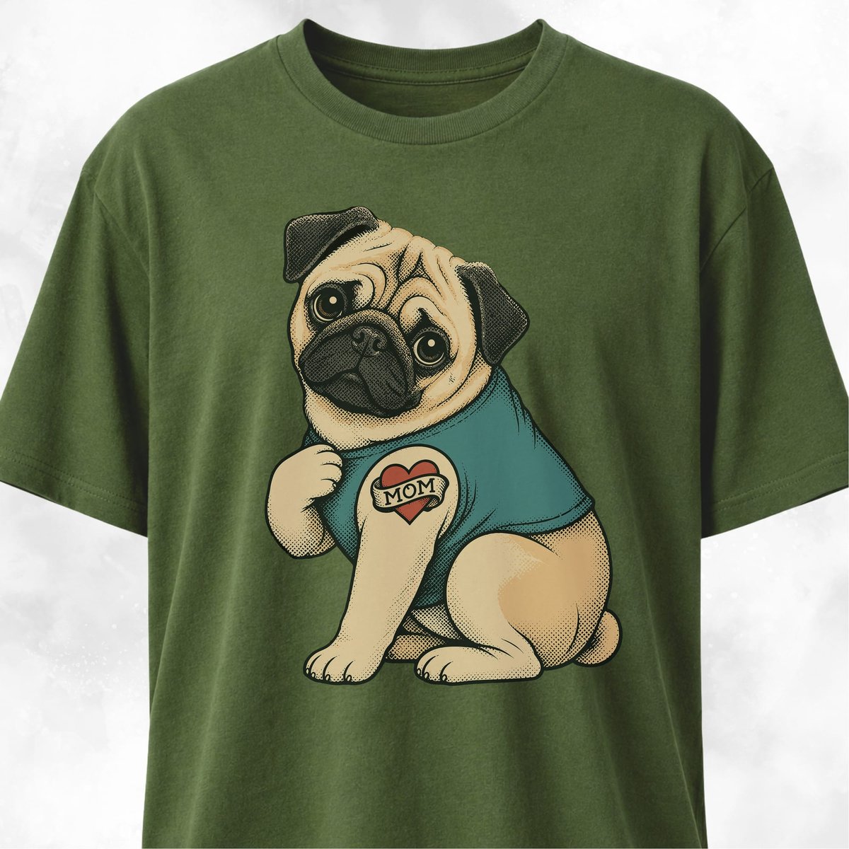 I Love Mom Pug T Shirt Gift For Mom