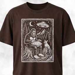Sasquatch Playing Handpan With Frenchie T Shirt Gift For Dog Lover