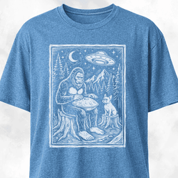 Sasquatch Playing Handpan With Frenchie T Shirt Gift For Dog Lover