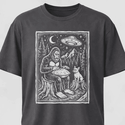 Sasquatch Playing Handpan With Frenchie T Shirt Gift For Dog Lover