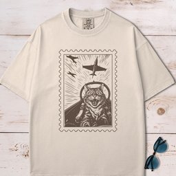 Jet Cat Selfie Postage Stamp T Shirt Gift For Cat Lover