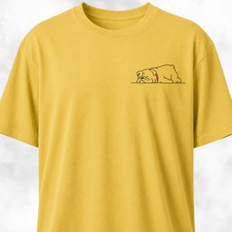 Tired Bulldog Pocket Design T Shirt Gift For Dog Lover