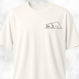 Tired Bulldog Pocket Design T Shirt Gift For Dog Lover
