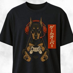 Retro Gamer Doberman T Shirt Gift For Dog Lover
