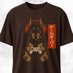 Retro Gamer Doberman T Shirt Gift For Dog Lover