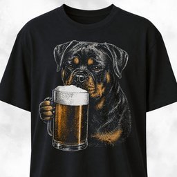 Rottweiler Sipping Beer T Shirt Gift For Dog Lover