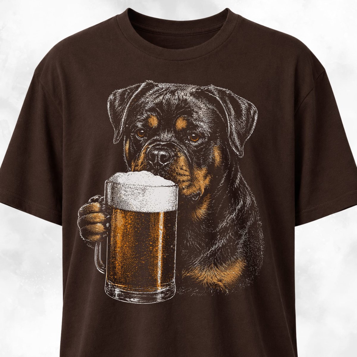 Rottweiler Sipping Beer T Shirt Gift For Dog Lover