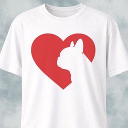 Heart Frenchie Silhouette T Shirt Gift For Dog Lover
