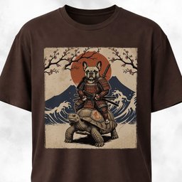 Samurai Frenchie Riding A Turtle T Shirt Gift For Dog Lover