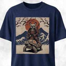 Samurai Frenchie Riding A Turtle T Shirt Gift For Dog Lover