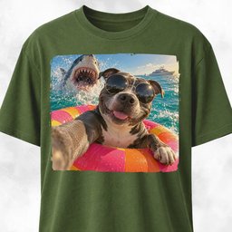 Pitbull With Shark T Shirt Gift For Dog Lover