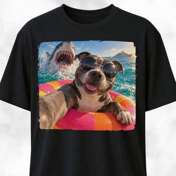 Pitbull With Shark T Shirt Gift For Dog Lover