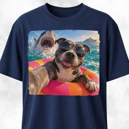 Pitbull With Shark T Shirt Gift For Dog Lover