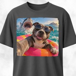 Pitbull With Shark T Shirt Gift For Dog Lover