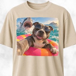 Pitbull With Shark T Shirt Gift For Dog Lover