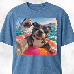 Pitbull With Shark T Shirt Gift For Dog Lover